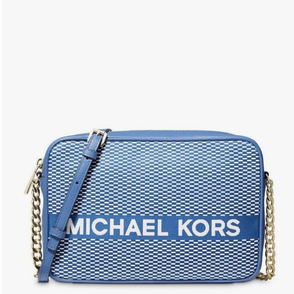 Michael Kors Jet Set East West Large EW Crossbody Vintage Blue-New without tags